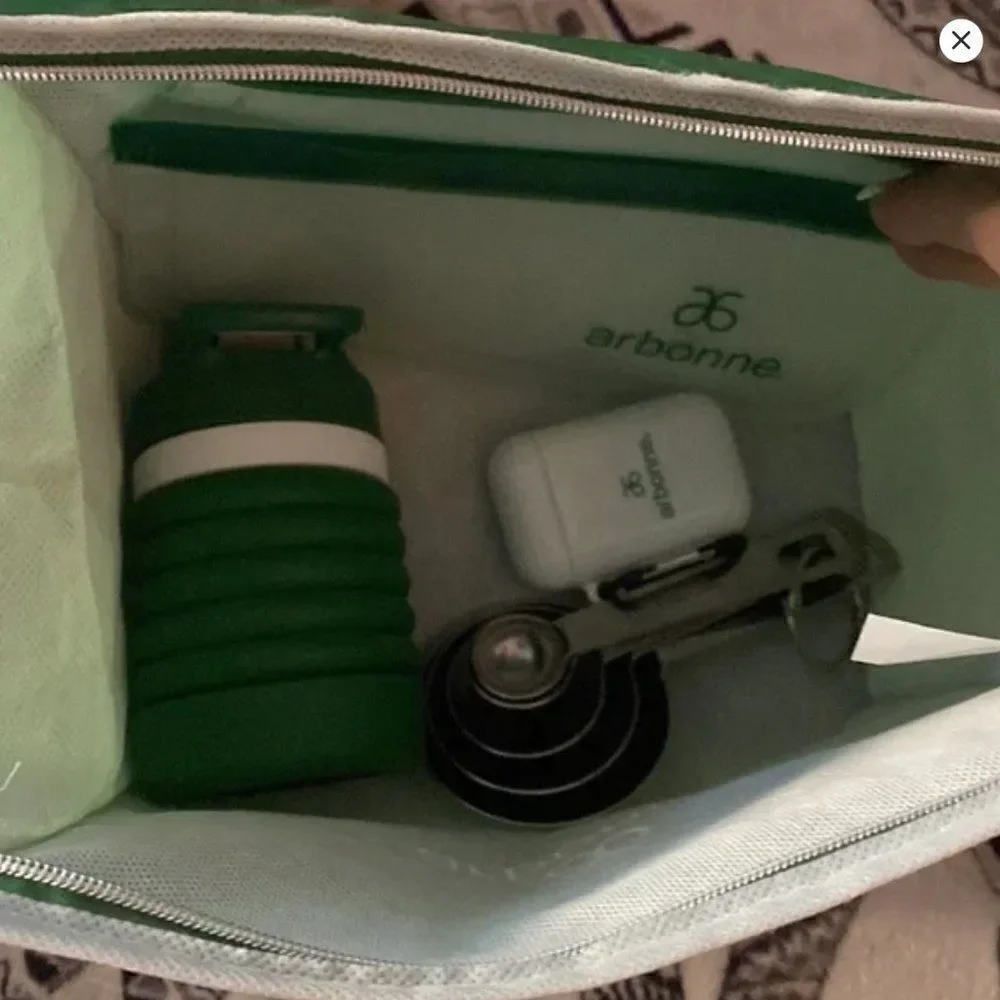 NEW Arbonne Good to be Green Kit Travel Cup Measuring Spoons Collapsible
